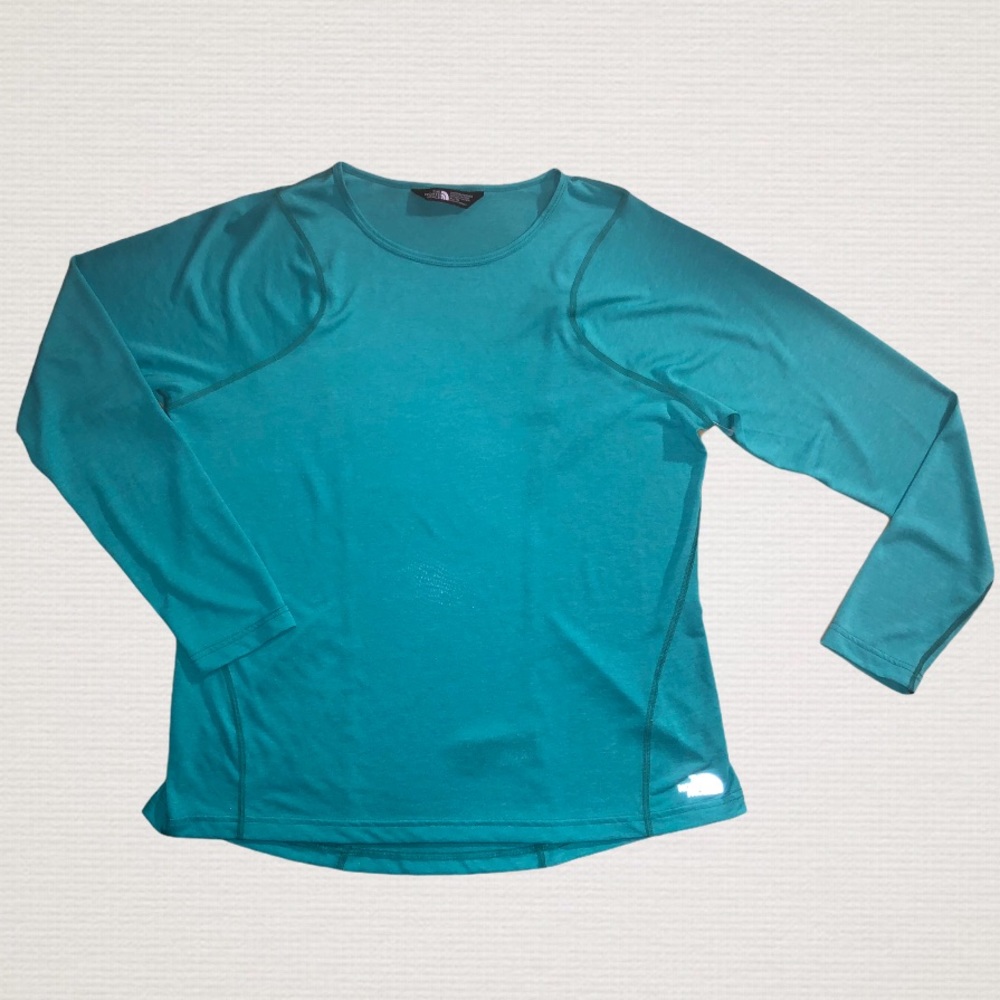 North Face Flashdry Long Sleeve Tee Top Green XL!